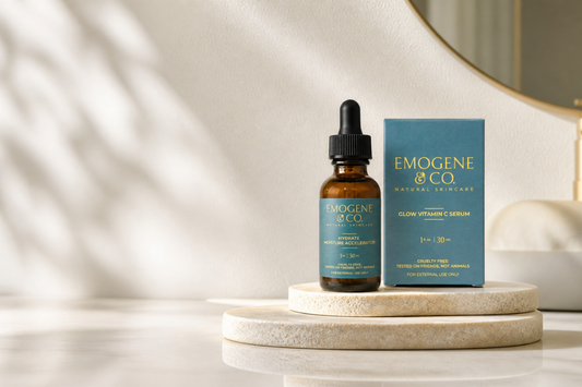 Glow Vitamin C Serum and Hydrate Moisture Accelerator used together for a complete hydrating and antioxidant rich skincare routine